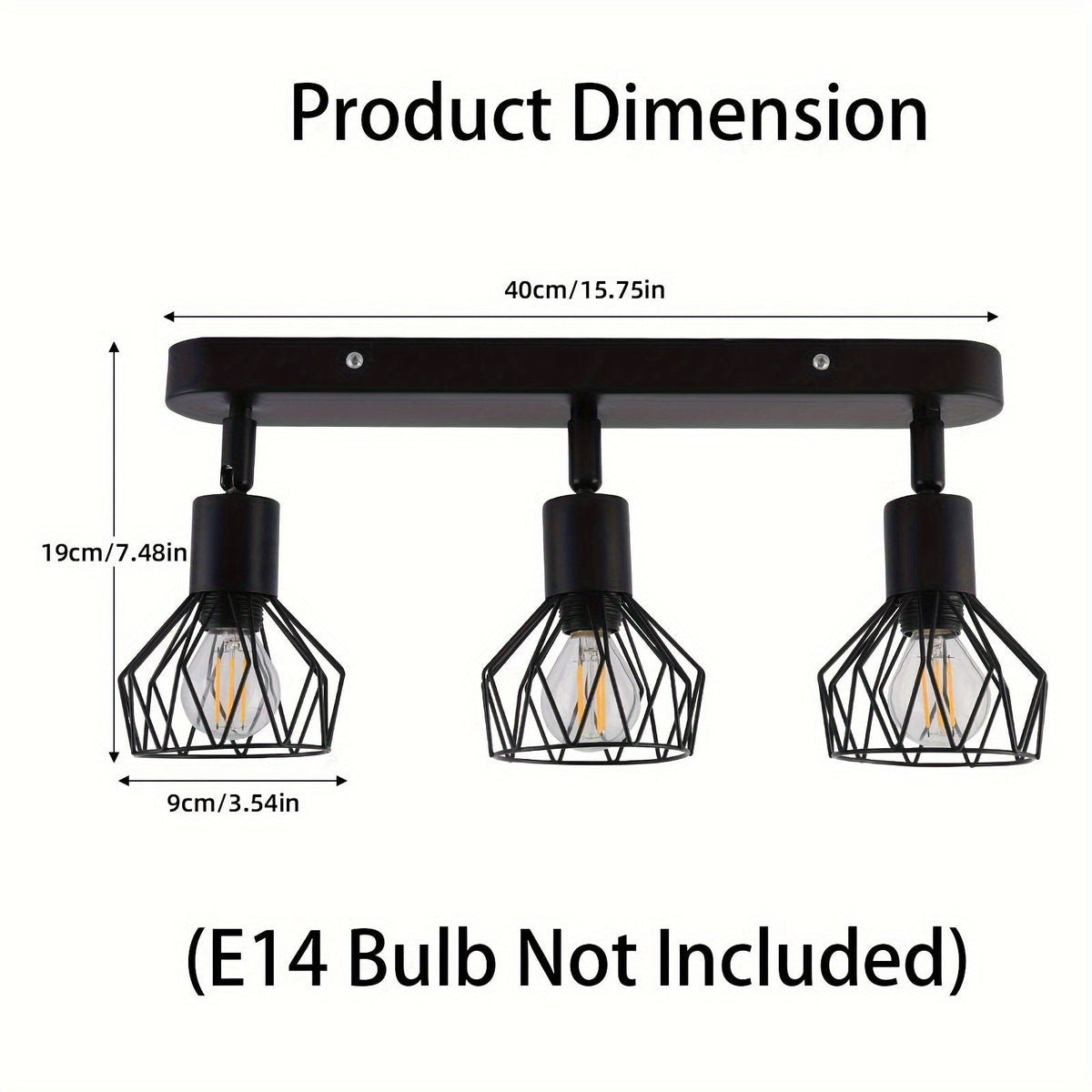 3-Light Ceiling Spotlight – Industrial Black Metal