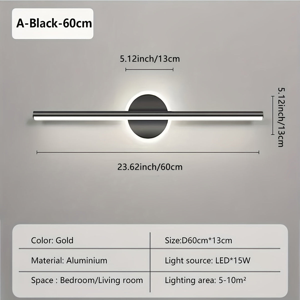 Mirror Wall Light – Black & Gold LED Sconce