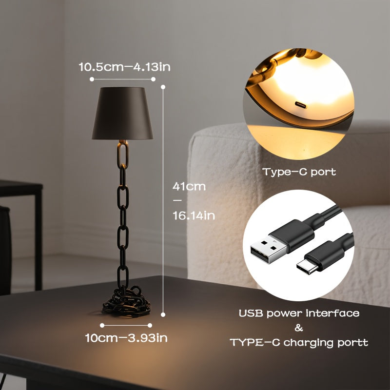 Chain-Link Table Lamp – Rechargeable Touch LED Light