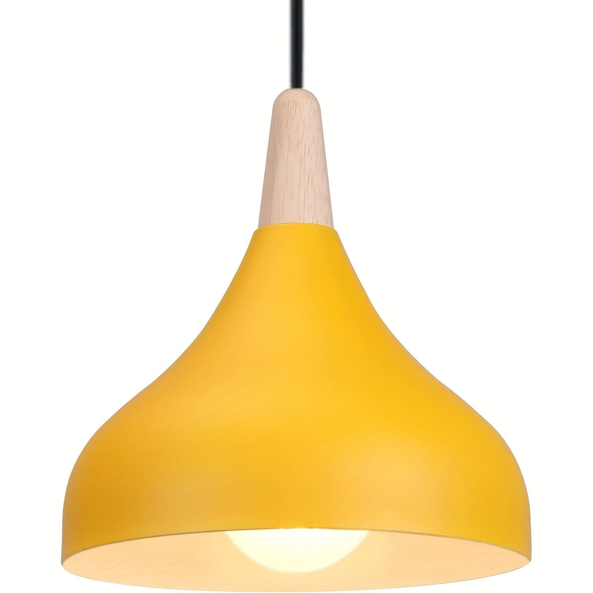 Teardrop Pendant Light – Metal & Wood Hanging Lamp