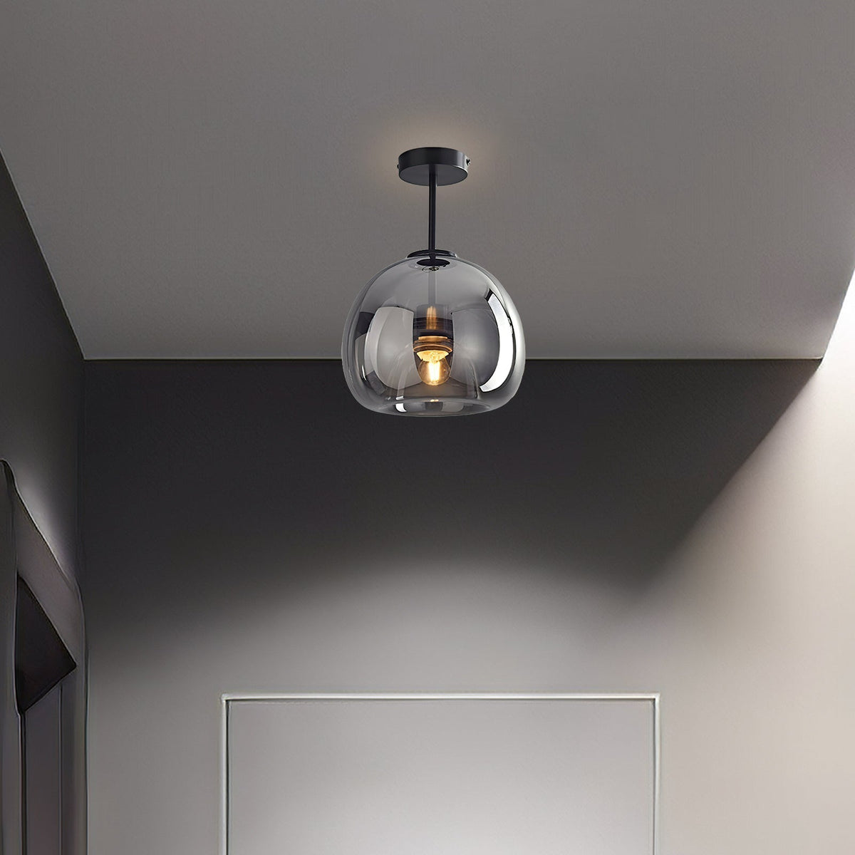 Bubble Glass Ceiling Light – Retro Amber Pendant
