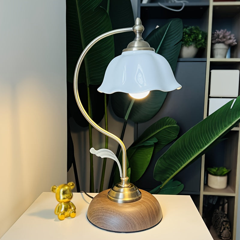 Goose Neck Table Lamp – Antique Brass USB Bedside Light