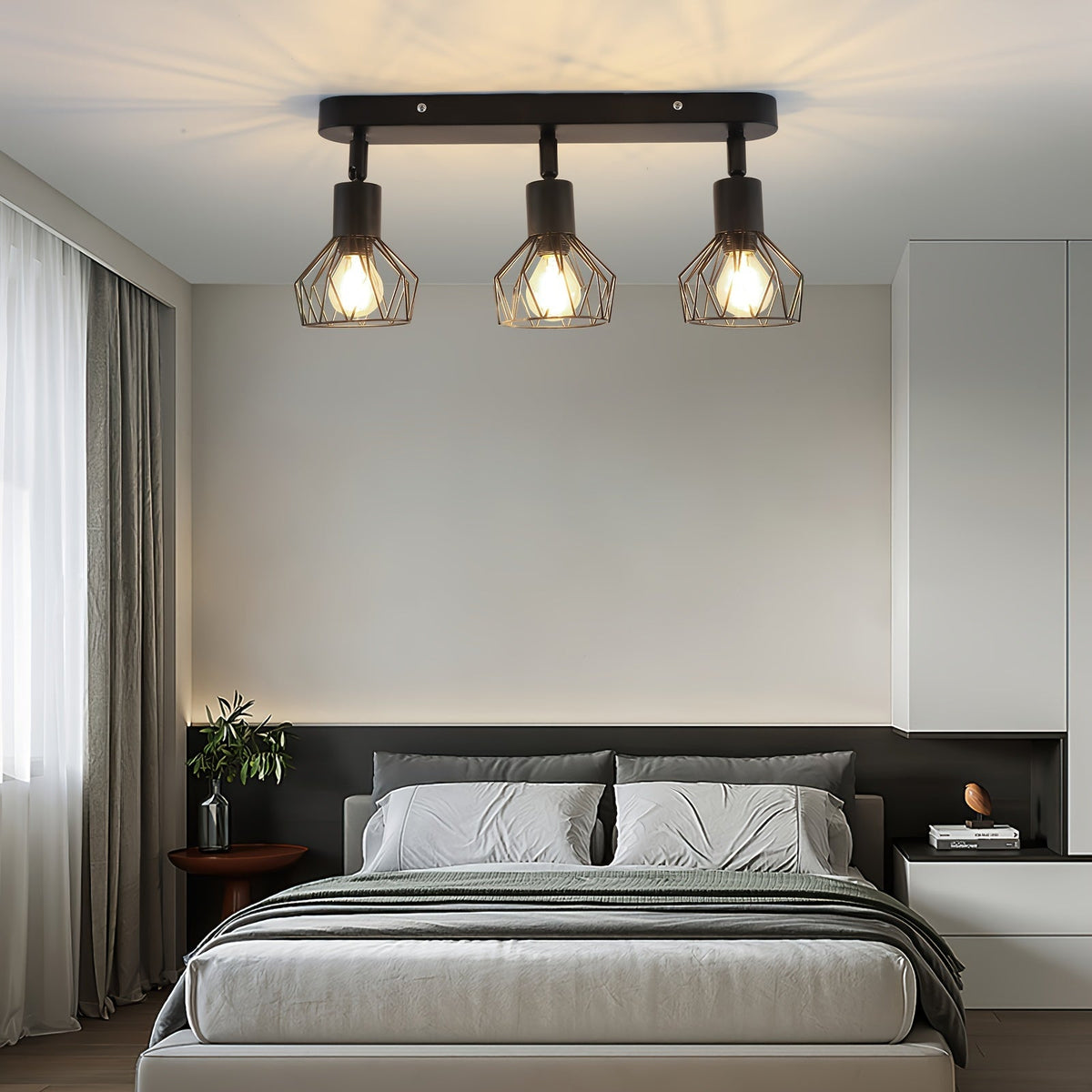 3-Light Ceiling Spotlight – Industrial Black Metal