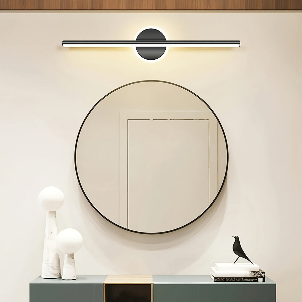 Mirror Wall Light – Black & Gold LED Sconce