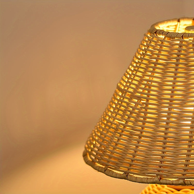 Bamboo Desk Lamp – Woven Boho USB Accent Light