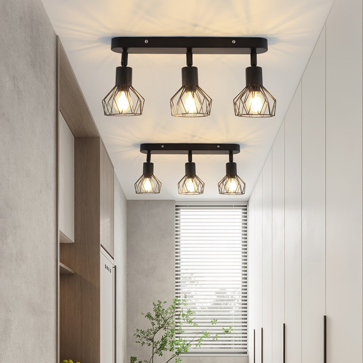 3-Light Ceiling Spotlight – Industrial Black Metal