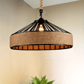 Hemp Rope Pendant Light – Rustic Farmhouse Ceiling Lamp