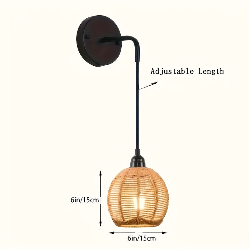 Rattan Wall Lamp – Handwoven Bedside Sconce