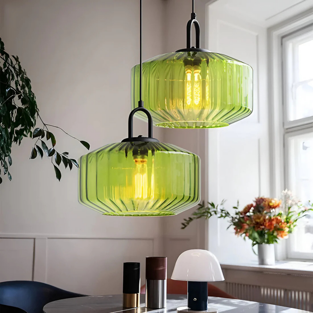 Glass Pendant Light – Retro Coloured Hanging Lamp