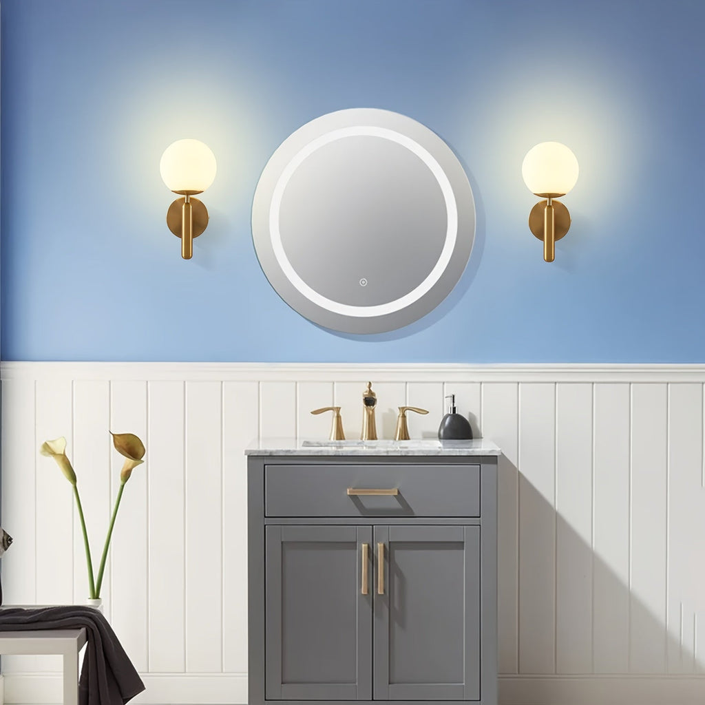Glass Globe Wall Sconce – Polished Metal Fixture