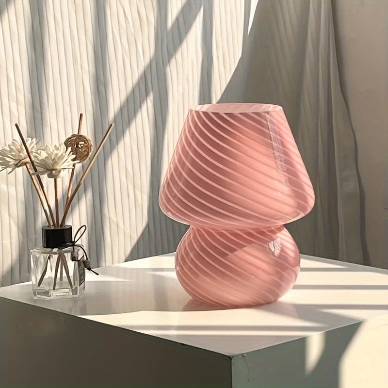 Glass Mushroom Table Lamp – USB Dimmable Light
