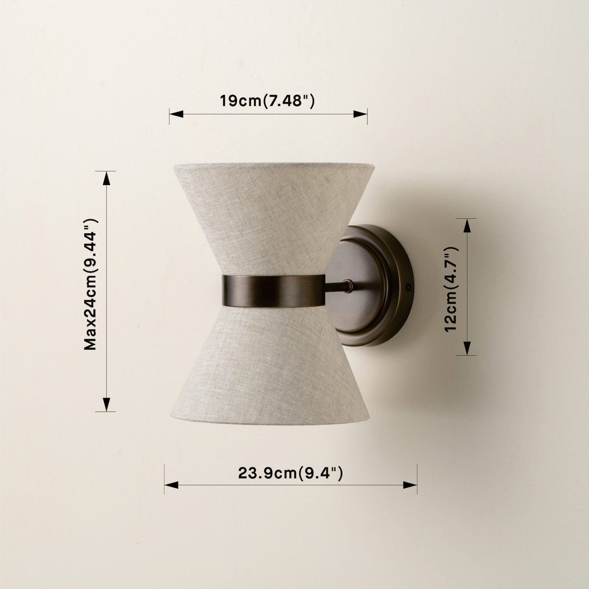 Bronze & Linen Wall Light – Fabric Shade Sconce