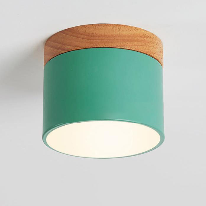 Macaron LED Ceiling Light – Wooden Accent Flush Mount