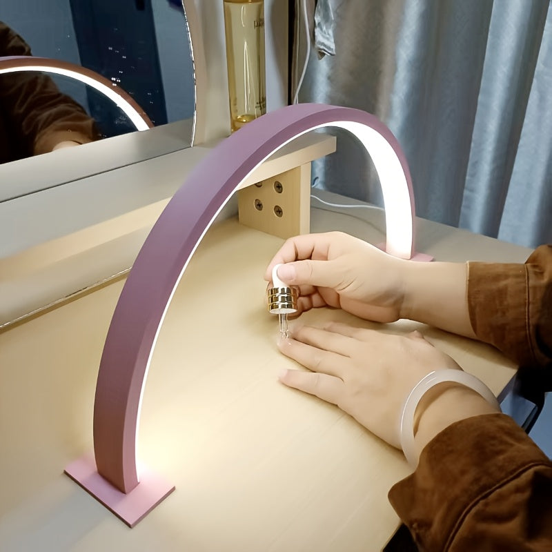 Crescent LED Desk Lamp – Adjustable USB Metal Light