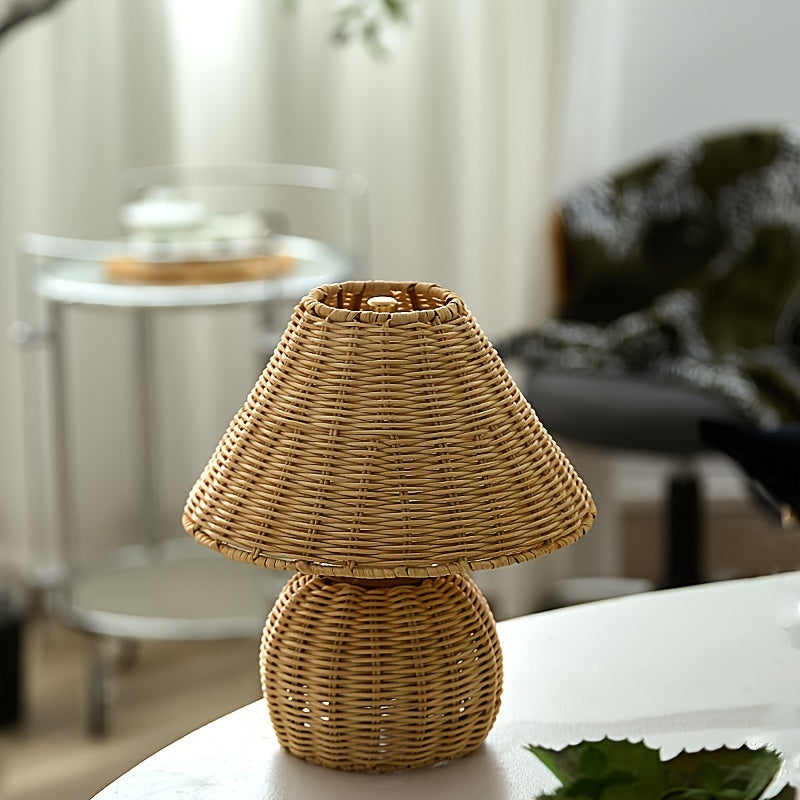 Bamboo Desk Lamp – Woven Boho USB Accent Light