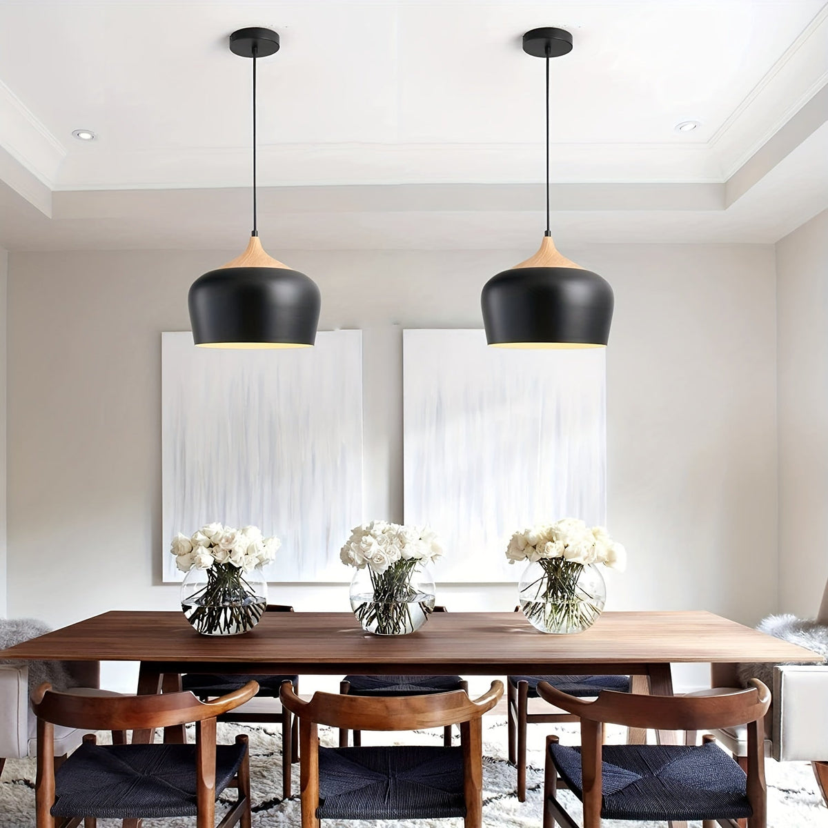 Pendant Light – Iron & Wood Grain Scandinavian Lamp