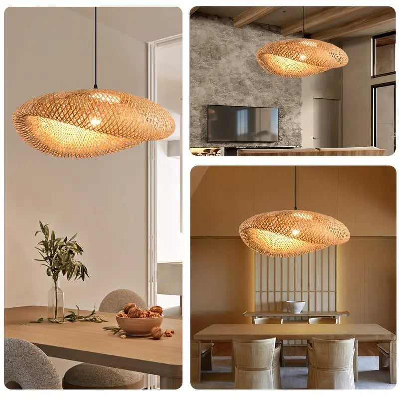 Rattan Pendant Lampshade – Handwoven Bohemian Shade