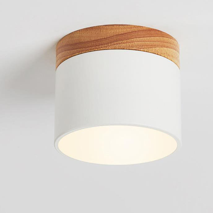 Macaron LED Ceiling Light – Wooden Accent Flush Mount