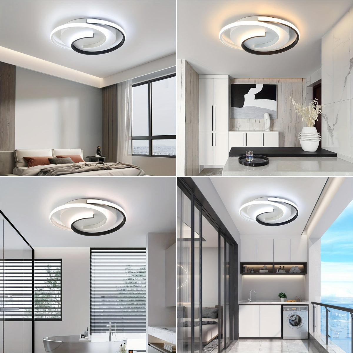 Spiral LED Ceiling Light – Round Flush Mount Fixture