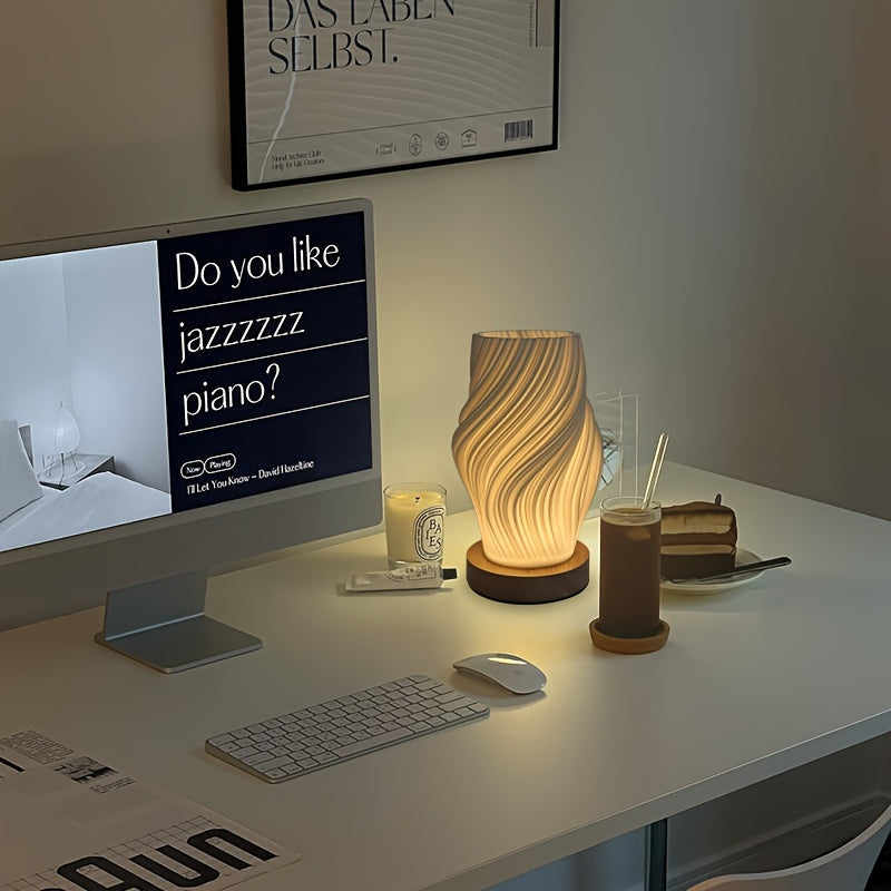Swirl LED Table Lamp – Dimmable Bedside & Desk Light