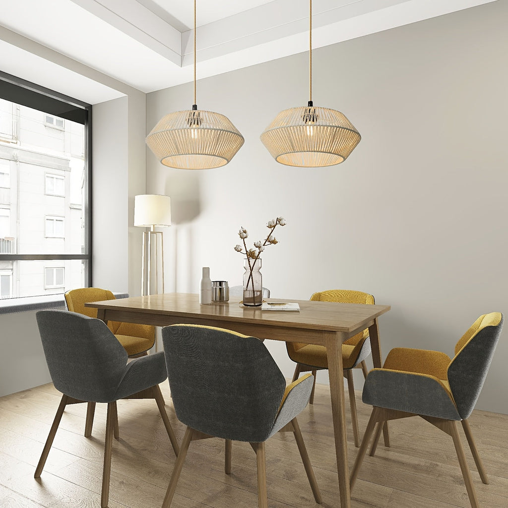 Paper Rope Pendant Light Shade – Handwoven Natural Shade