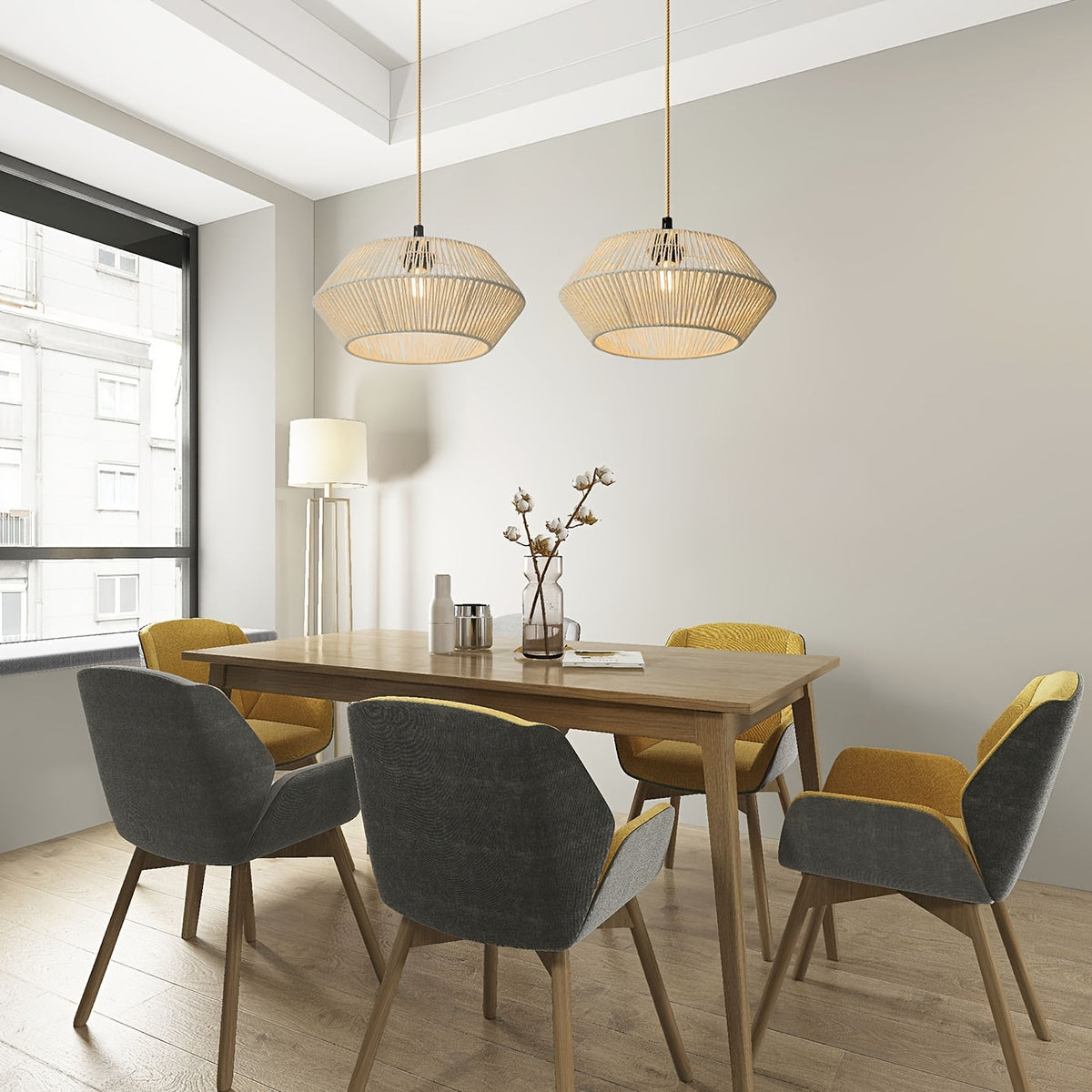 Paper Rope Pendant Light Shade – Handwoven Natural Shade