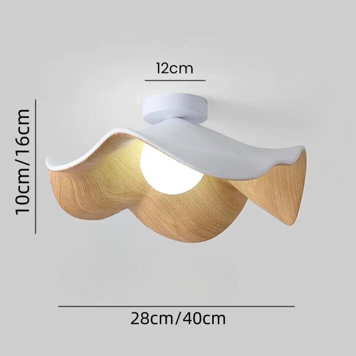 Lotus Ceiling Light – Wood, Resin & Iron Flush Mount