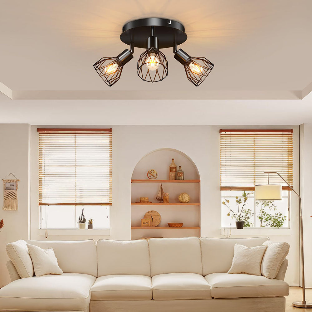 Black Spotlight Ceiling Light – Adjustable Industrial Fixture