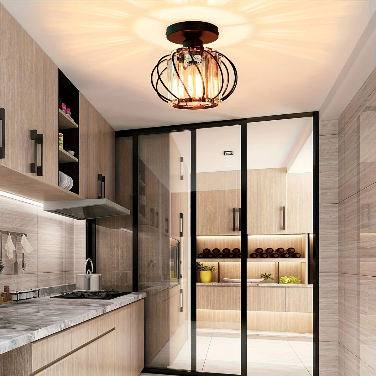 Cage Ceiling Light – Industrial Semi-Flush Mount