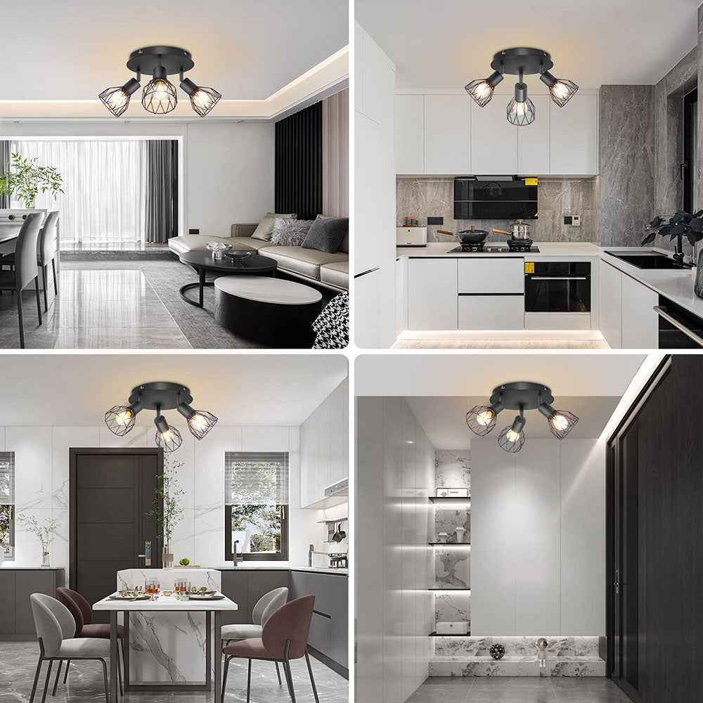 Black Spotlight Ceiling Light – Adjustable Industrial Fixture