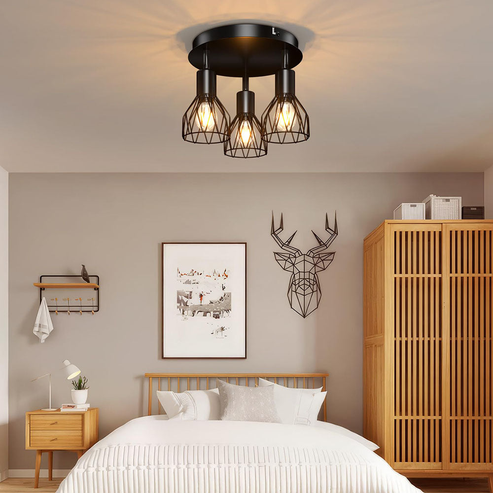 Black Spotlight Ceiling Light – Adjustable Industrial Fixture