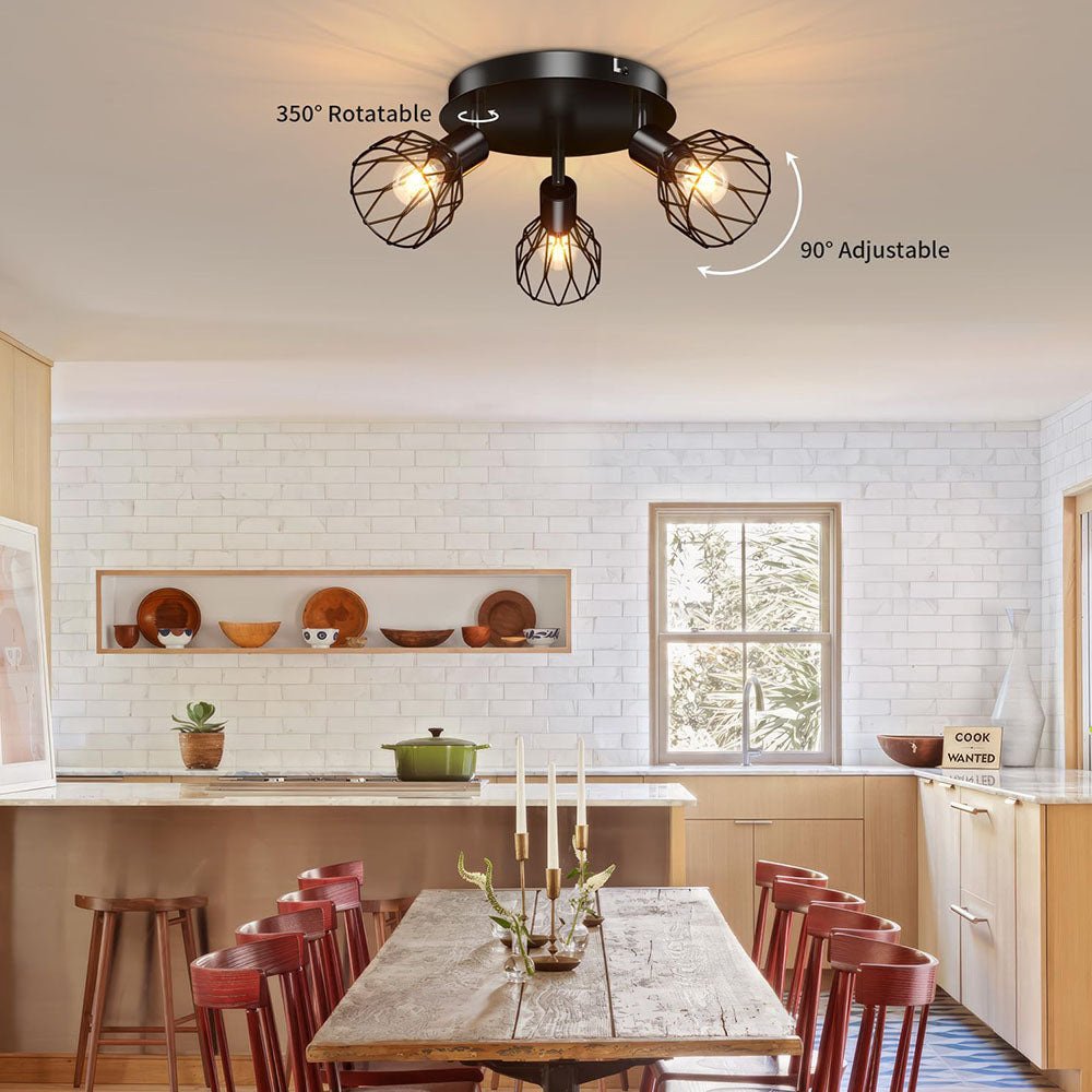 Black Spotlight Ceiling Light – Adjustable Industrial Fixture