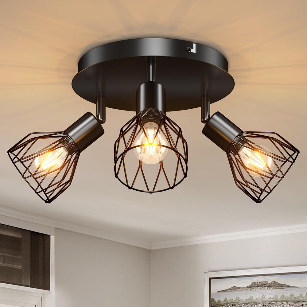 Black Spotlight Ceiling Light – Adjustable Industrial Fixture