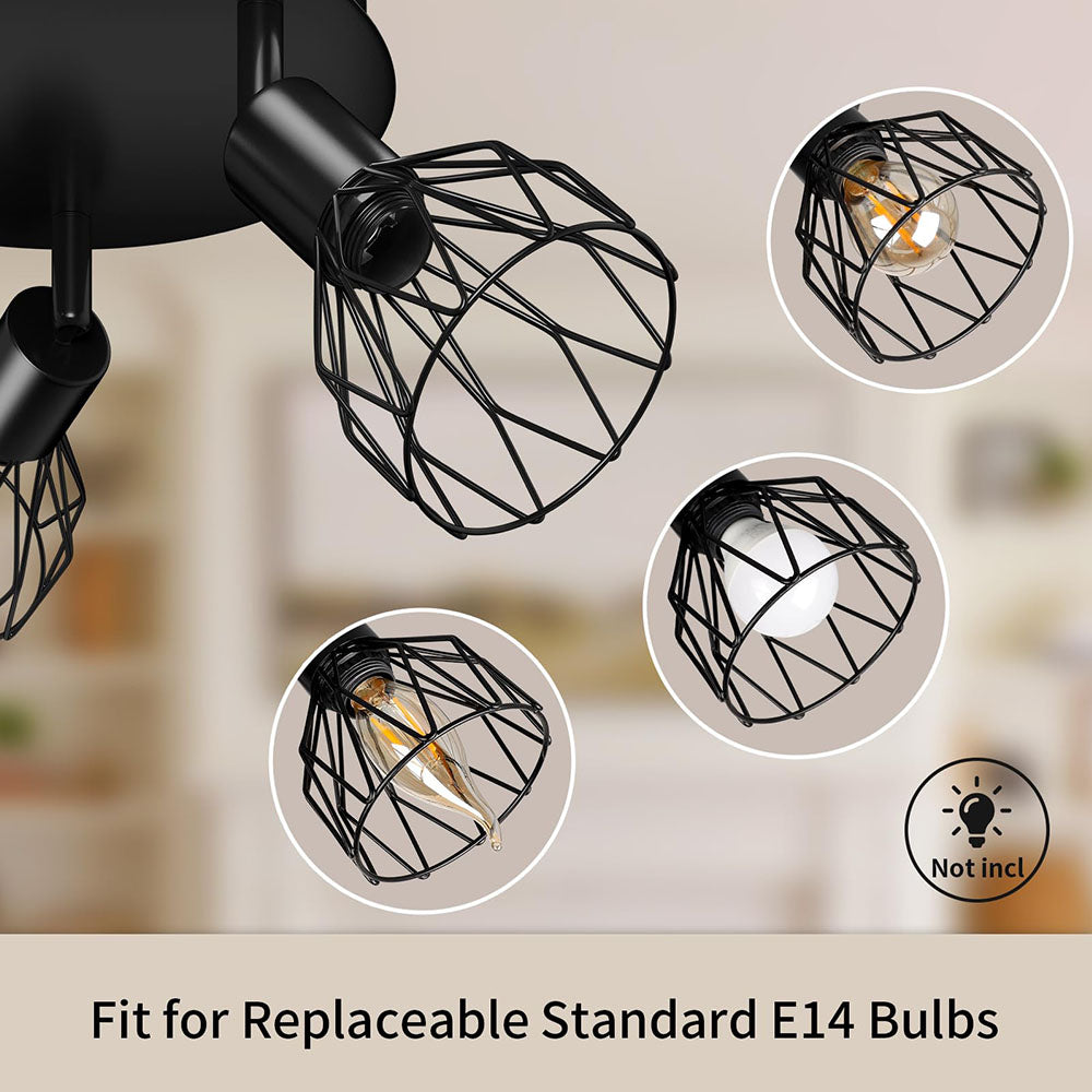 Black Spotlight Ceiling Light – Adjustable Industrial Fixture
