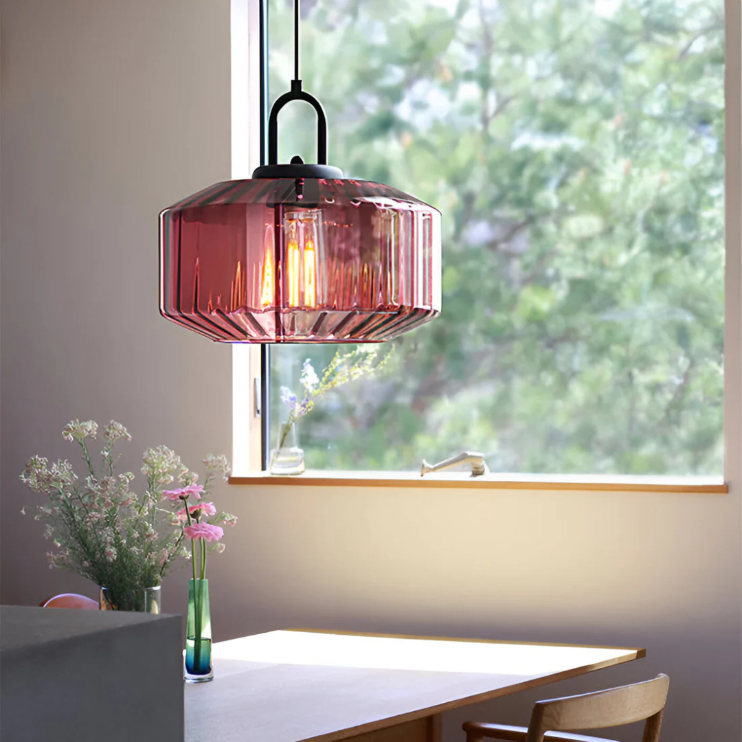 Glass Pendant Light – Retro Coloured Hanging Lamp