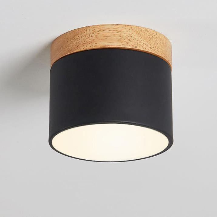 Macaron LED Ceiling Light – Wooden Accent Flush Mount