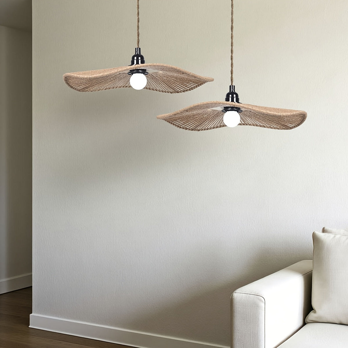 Paper Rope Ceiling Light Shade – Handwoven Natural Shade