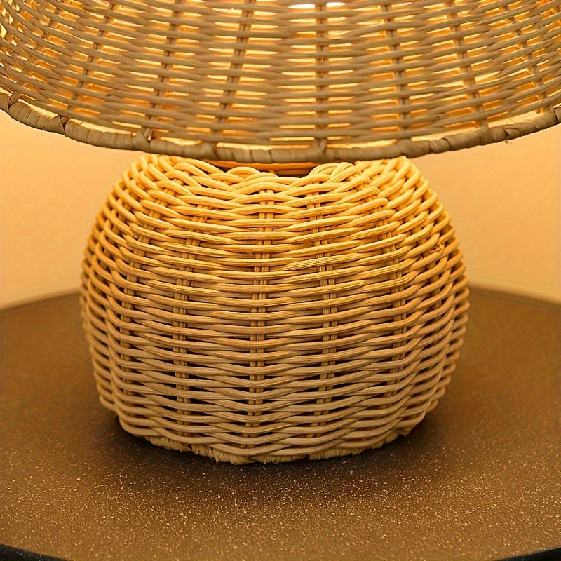 Bamboo Desk Lamp – Woven Boho USB Accent Light