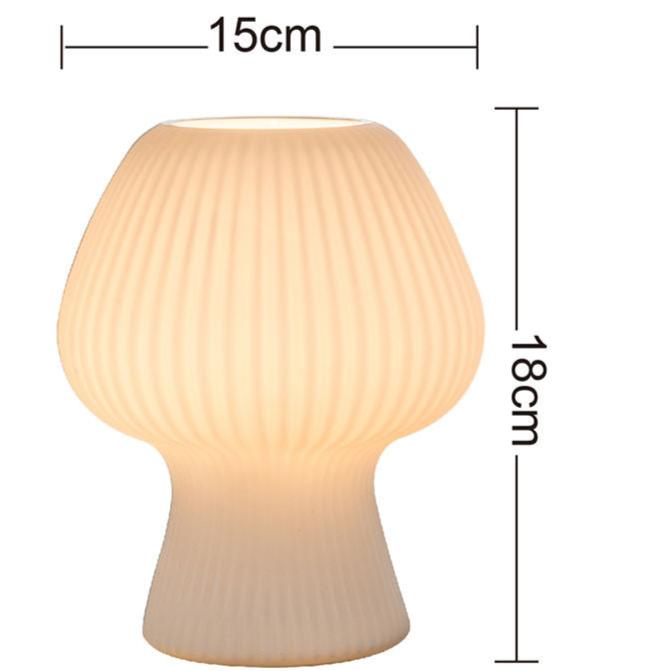 Ribbed Glass Table Lamp – Vintage Mushroom Bedside Light