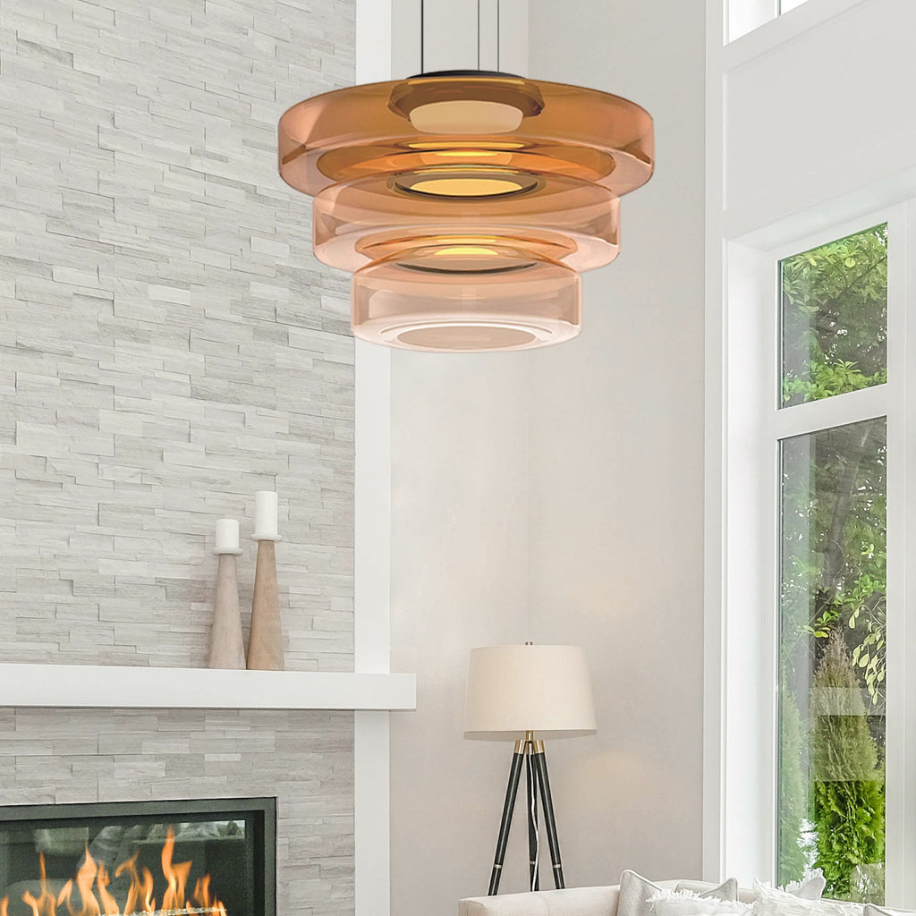 Layered Glass Pendant Light – Bauhaus LED Hanging Lamp