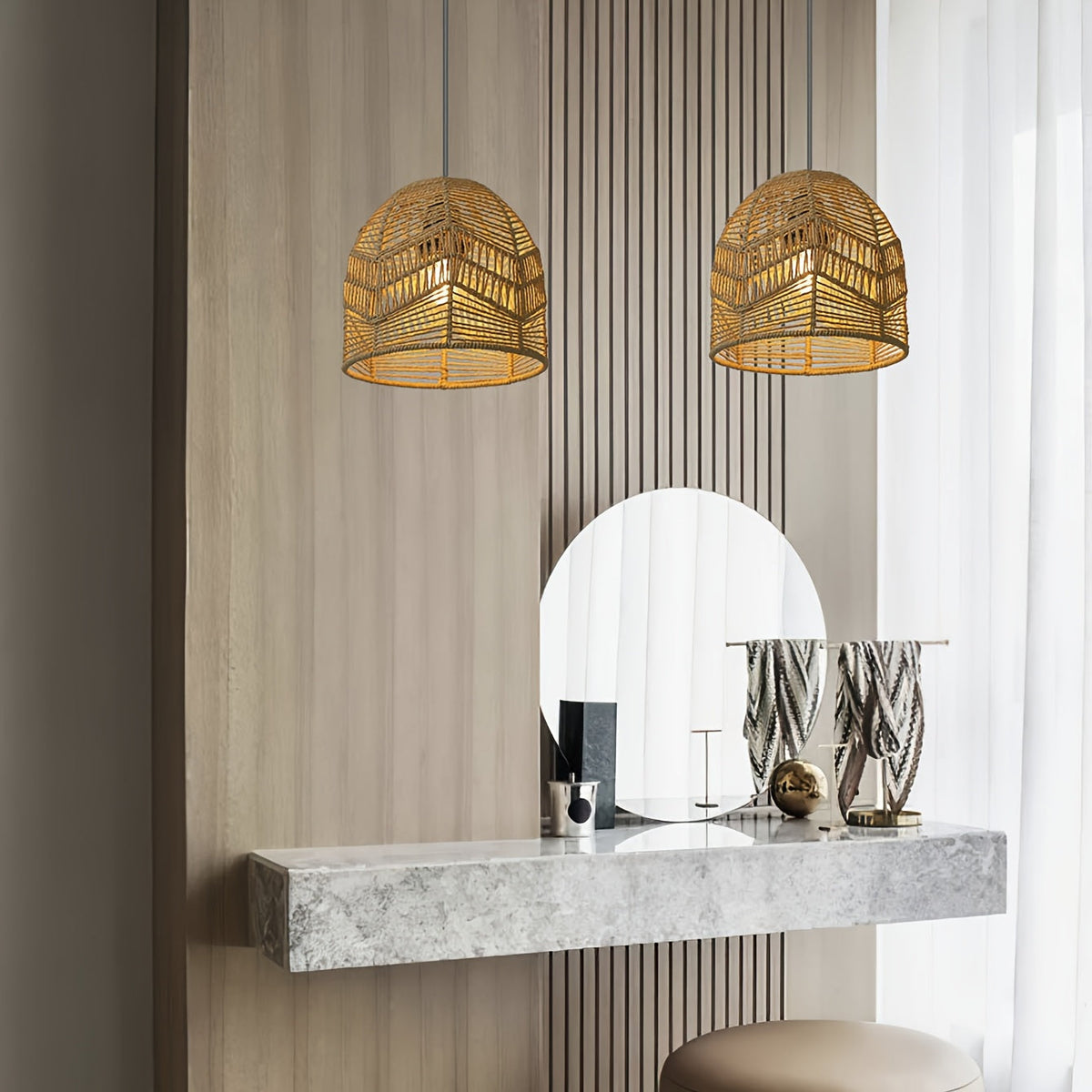 Rope Pendant Shade – Handwoven Farmhouse Light Shade