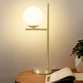 Gold Table Lamp – White Glass Globe Bedside Light