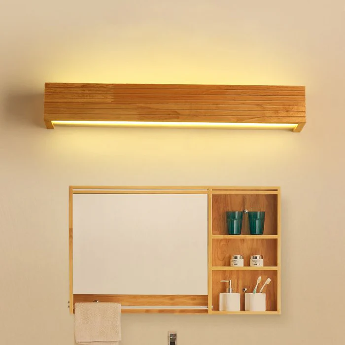 Wooden LED Wall Lamp – Minimalist Bedroom Sconce