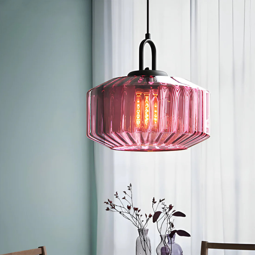 Glass Pendant Light – Retro Coloured Hanging Lamp