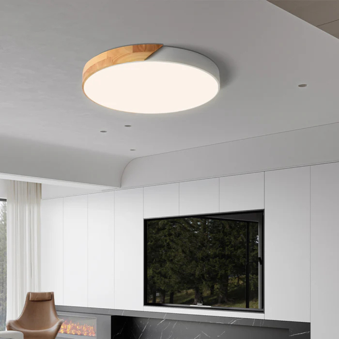 LED Ceiling Light – Nordic Wooden Flush Mount