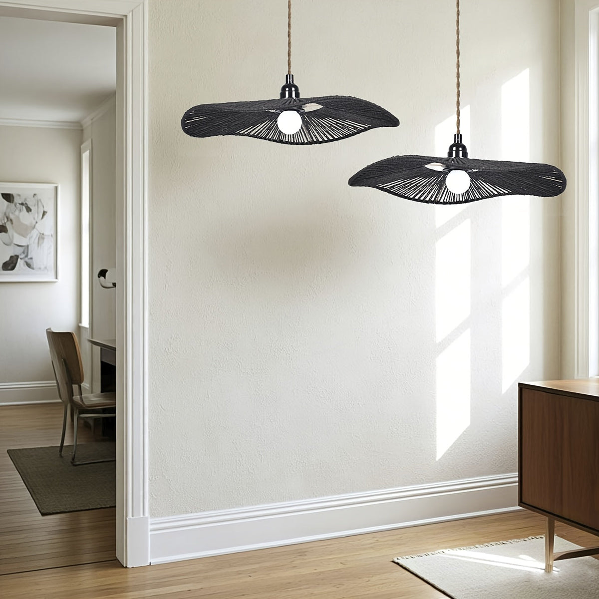 Paper Rope Ceiling Light Shade – Handwoven Natural Shade