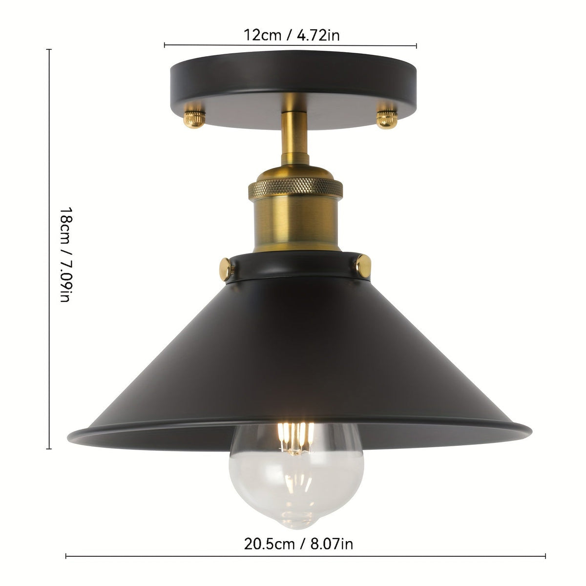 Black Ceiling Light – Industrial Semi-Flush Mount Fixture