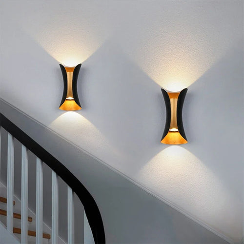 Black & Gold Wall Light – Waterproof Up & Down LED