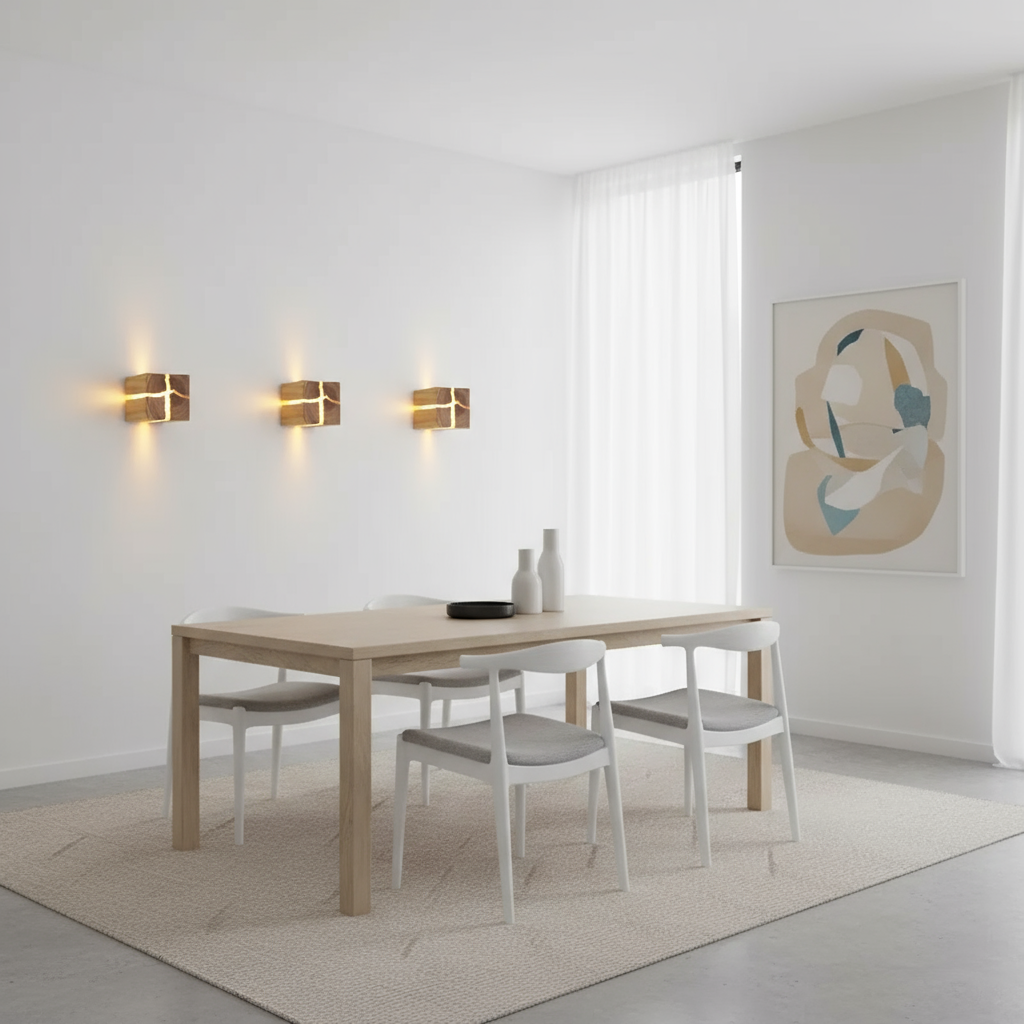 Wood Wall Light – Hand-Carved Solid Wood Sconce