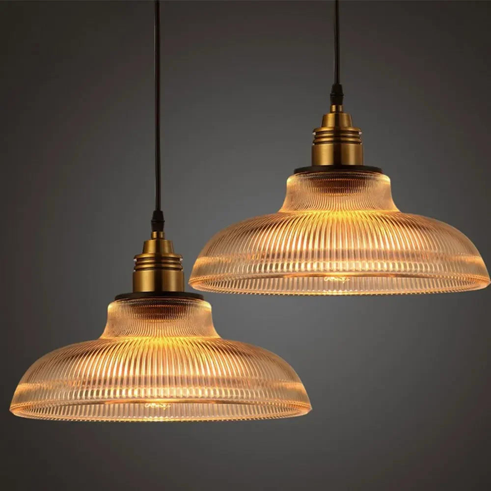 Ribbed Glass Pendant Light – Modern Hanging Lamp